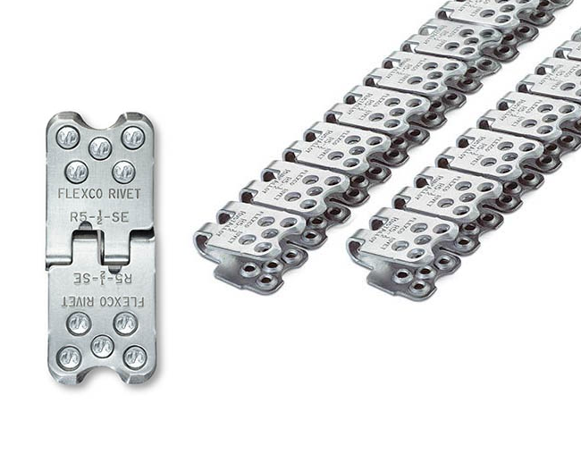 RAR5-1/2-SE-46/1150 Flexco SR Scalloped Edge R5-1/2 Rivet Hinged Fasteners - RUSTALLOY (2 Continuous Strips) - 41392 - 46" Belt Width