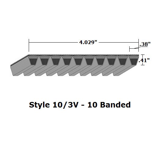 10/3V670 Wedge 10- Banded Wrapped V- Belt - 10/3V - 67" O. C. - Beltsmart