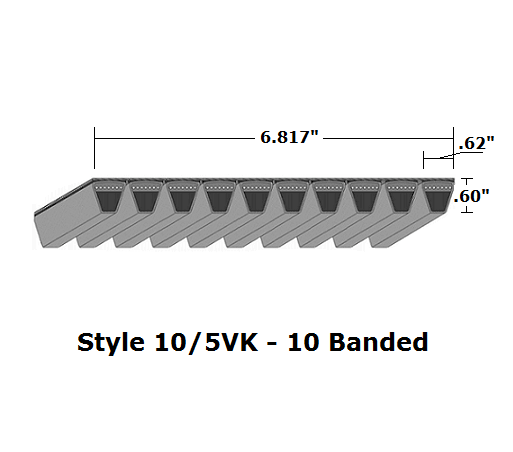 10/5VK3350 Wedge 10- Banded Kevlar V- Belt - 10/5VK - 335" O. C. - Beltsmart