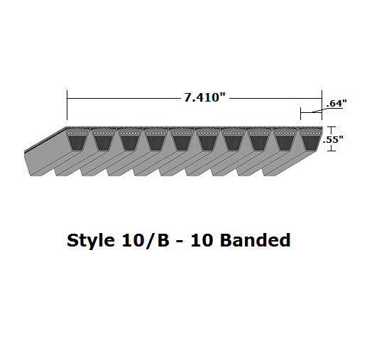10/B64 Classical 10- Banded Wrapped V- Belt - 10/B - 67" O. C. - Beltsmart