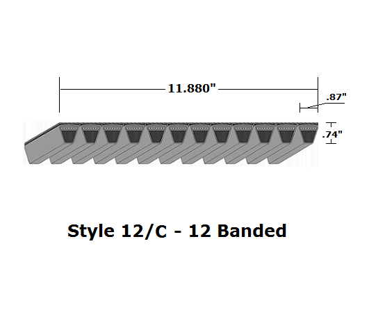 12/C190 Classical 12- Banded Wrapped V- Belt - 12/C - 194" O. C. - Beltsmart