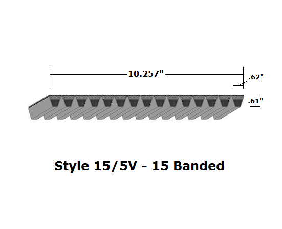 15/5V1230 Wedge 15- Banded Wrapped V- Belt - 15/5V - 123" O. C. - Beltsmart