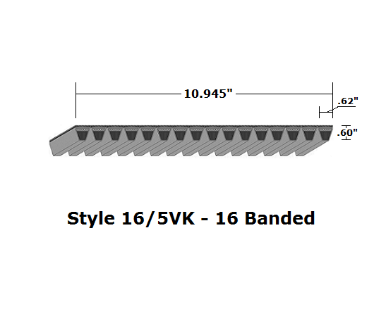 16/5VK2800 Wedge 16- Banded Kevlar V- Belt - 16/5VK - 280" O. C. - Beltsmart
