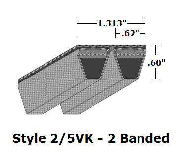 2/5VK750 Wedge 2- Banded Kevlar V- Belt - 2/5VK - 75" O. C. - Beltsmart