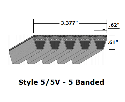 5/5V2120 by Bestorq | Wedge 5- Banded Wrapped V-Belt | 5/5V Section