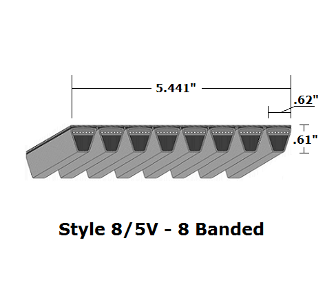 8/5V1000 by Bestorq | Wedge 8- Banded Wrapped V-Belt | 8/5V Section | 100" O.C.