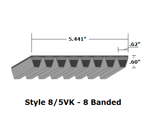 8/5VK1700 by Bestorq | Wedge 8- Banded Kevlar V-Belt | 8/5VK Section | 170" O.C.
