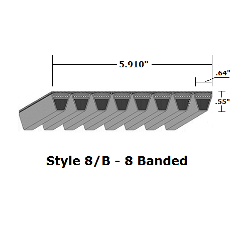 8/B80 by Bestorq | Classical 8- Banded Wrapped V-Belt | 8/B Section | 83" O.C.