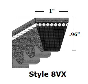 8VX1180 by Bestorq | Cogged Wedge Raw Edge V-Belt | 8VX Section | 118" O.C.
