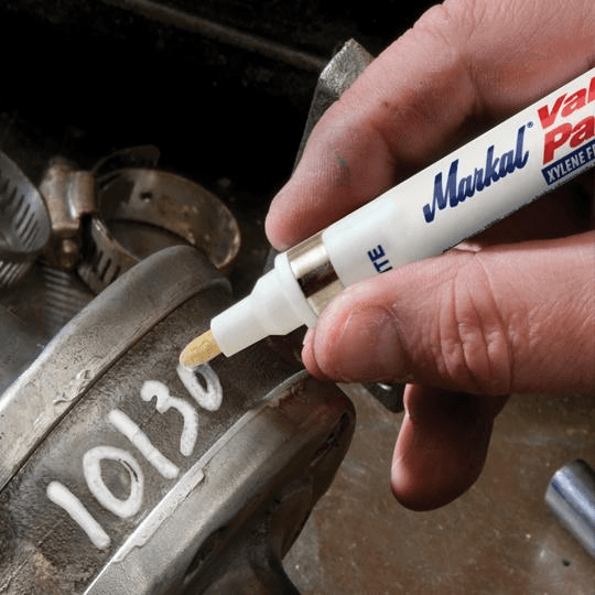 096800 Markal Valve Action Paint Marker - 1/8" (3 mm) Mark Size - White (Carded) (Case of 24) - Beltsmart